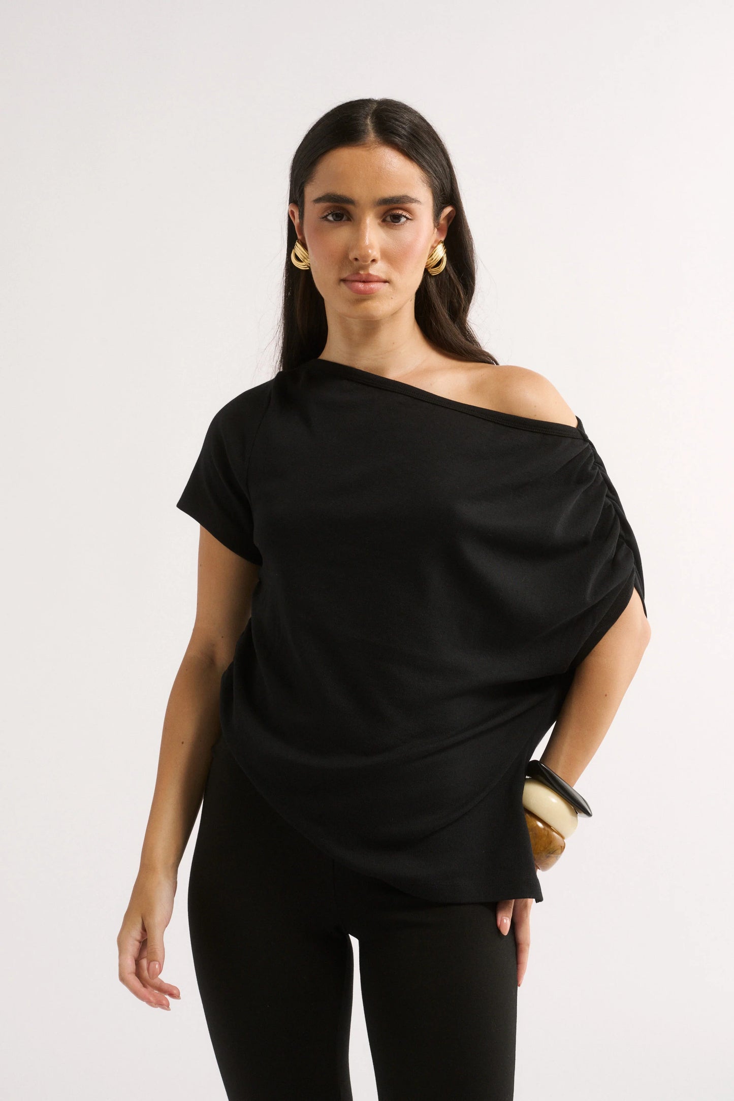 Estelle Off Shoulder T-shirt - Black