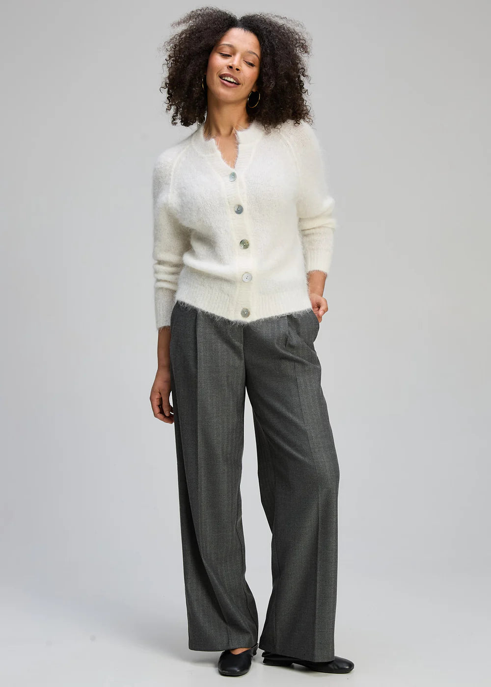 Zaket & Plover ZP8109 Alpaca Cardigan - White