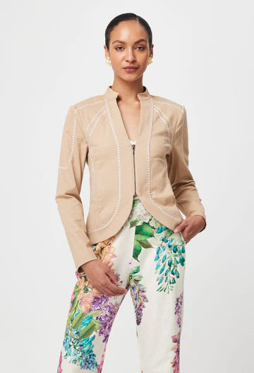 Once Was Embroidered Stretch Cotton Twill Jacket