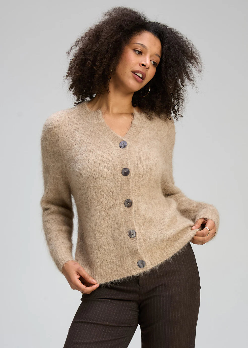 Zaket & Plover ZP8109 Alpaca Cardigan - Bark