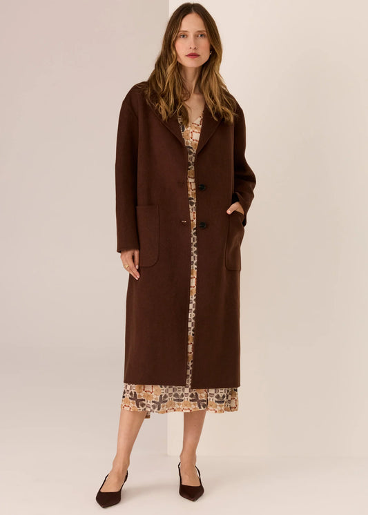 Pol - Cohen long wool coat chocolate