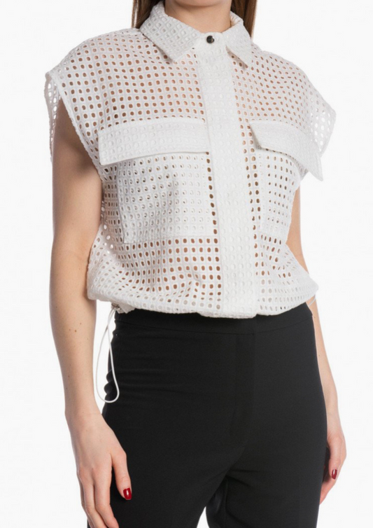 Second Female Villa Check Waistcoat- White