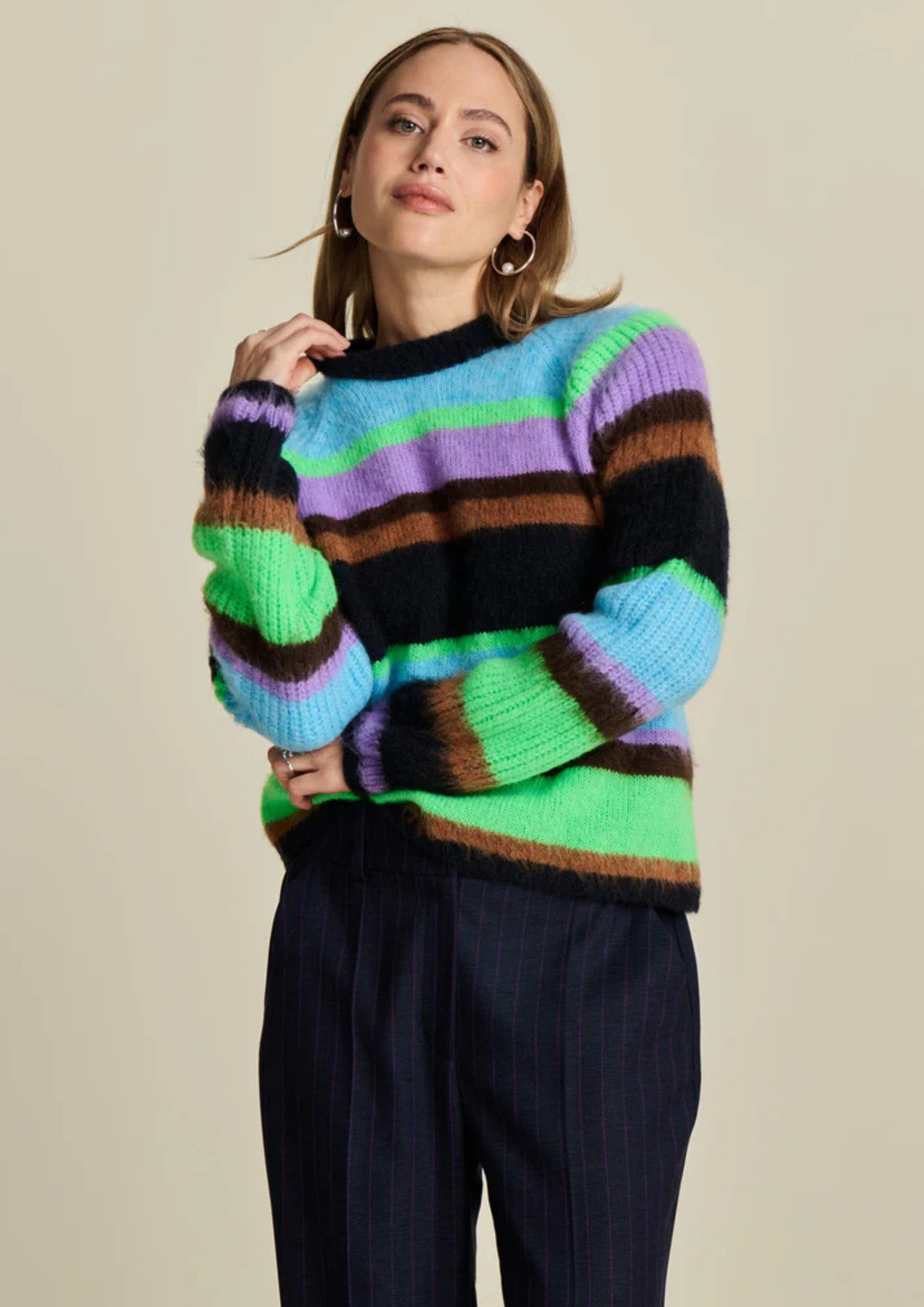 POM Pullover - Brushed Stripes