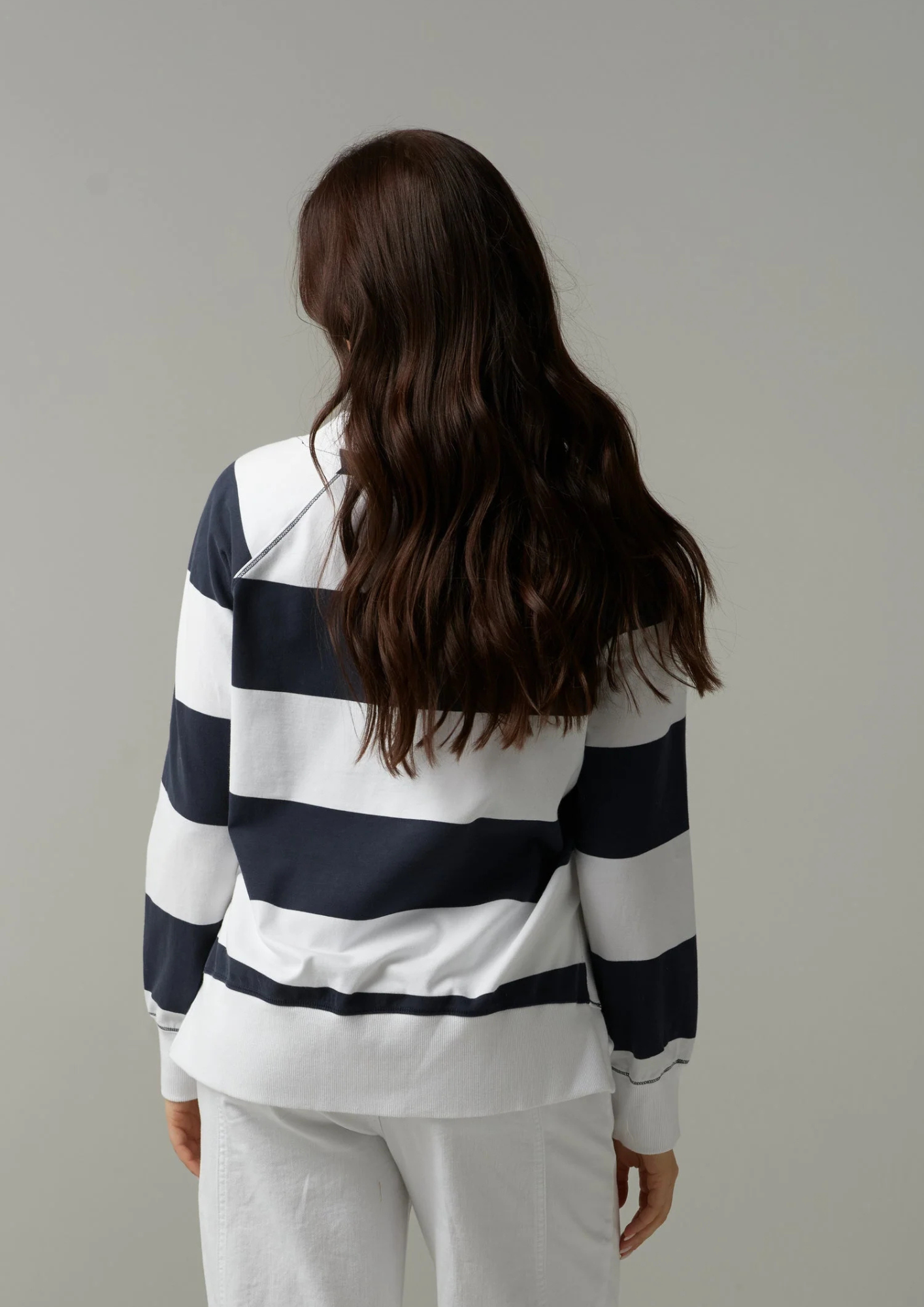 Cloth Paper Scissors - C1841 White/Parisian Stripe V Neck Sweater