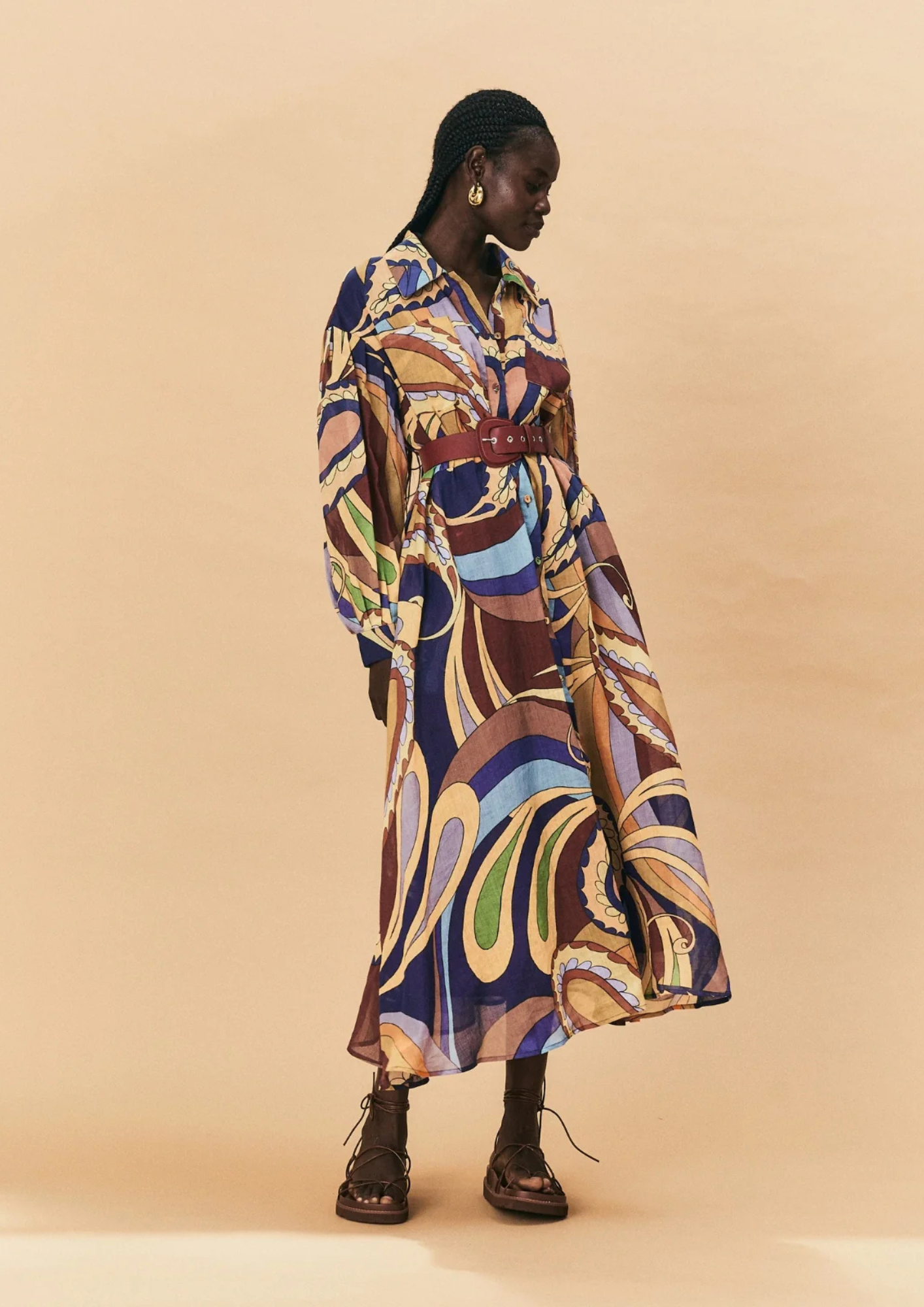 La Maise Dijon Maxi Shirt Dress - Paisley Print