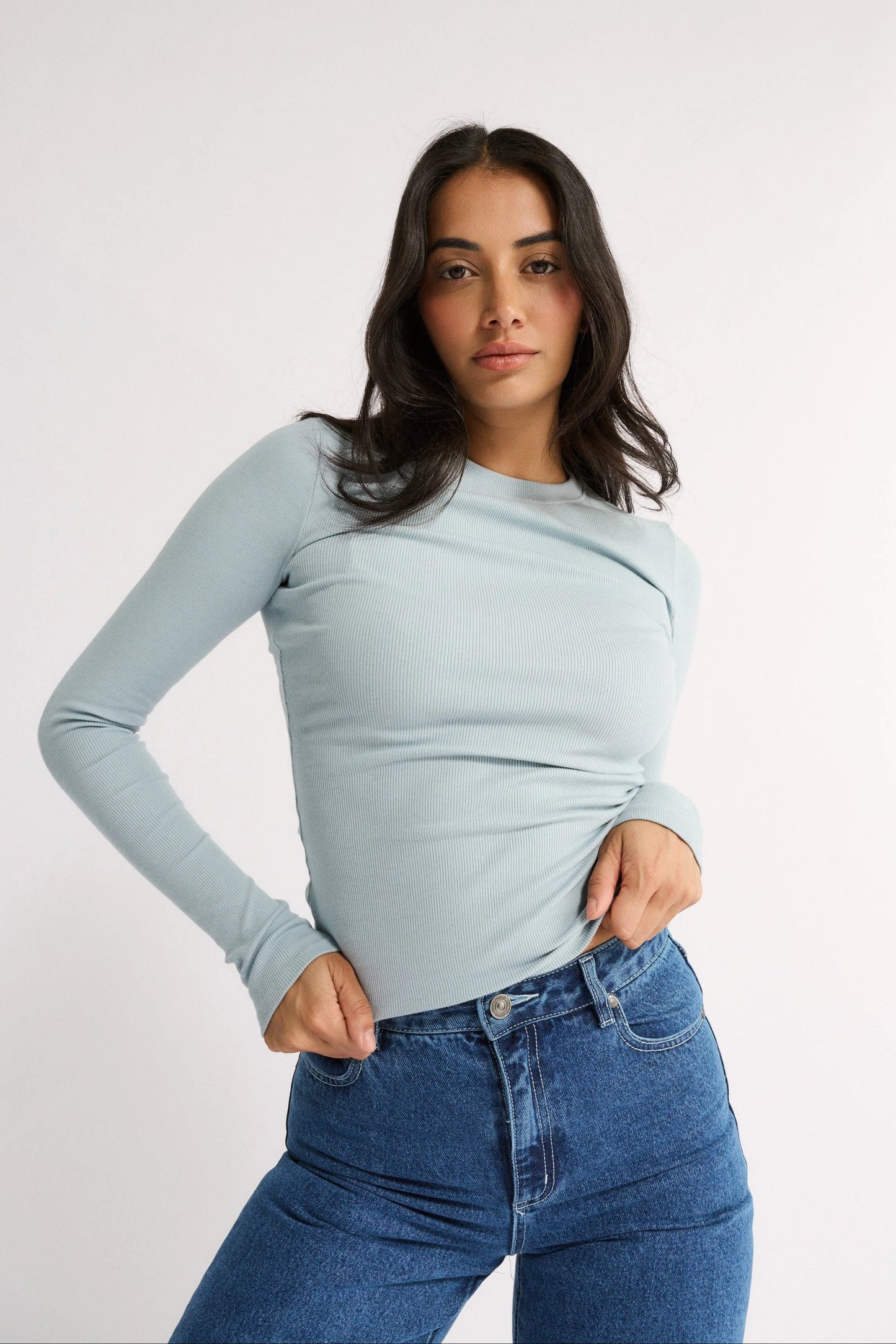 PRIMI Carina Long Sleeve Top - Stone Blue