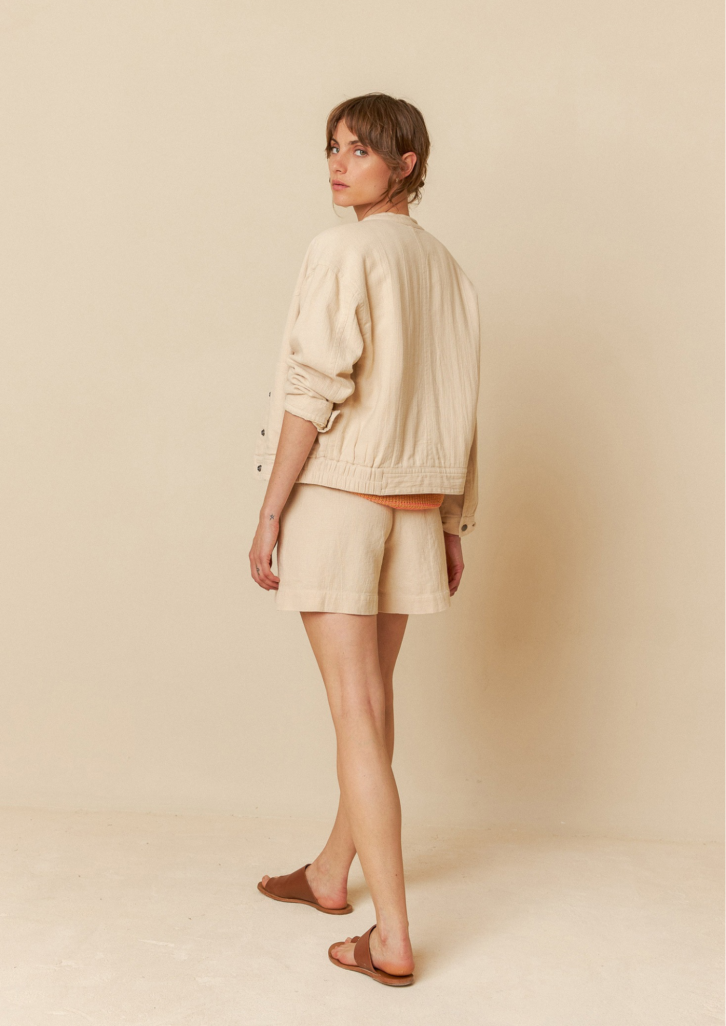 Indi & Cold Panama Crudo Organic Cotton Bomber Jacket