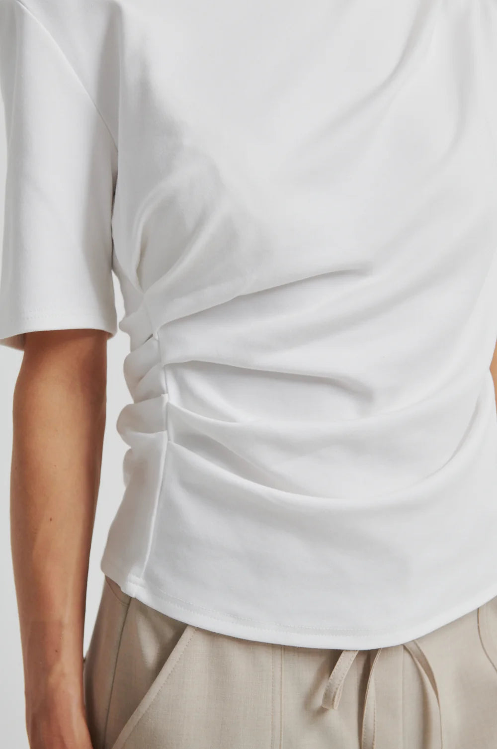Second Female Ulina ruched Drape Tee White