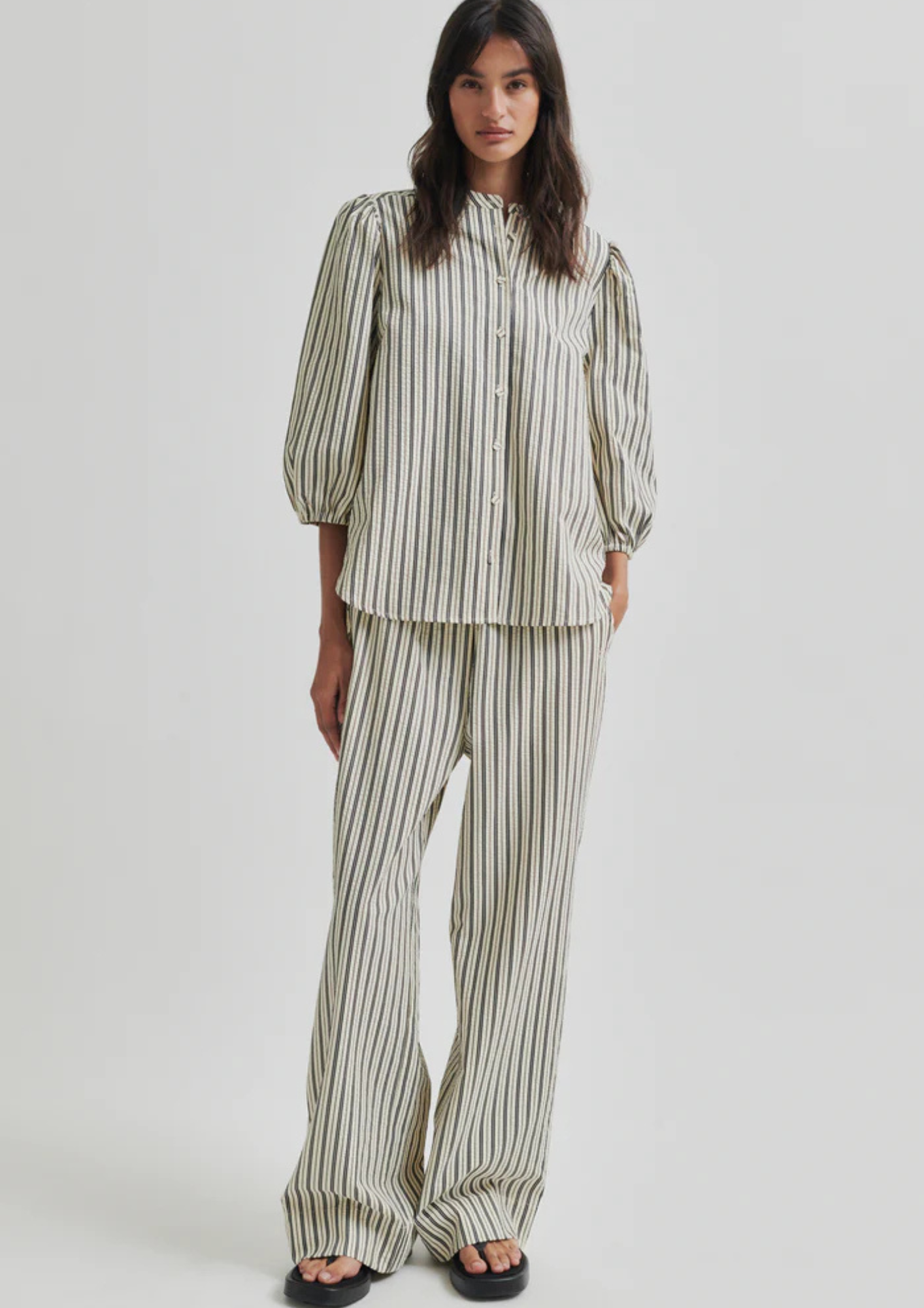 Second Female Serifa Stripe Pants - Black