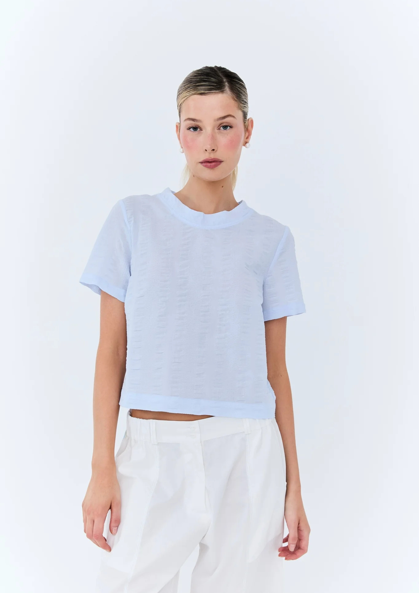 Eder - Gabrielle Tee - Sky Blue - Seersucker