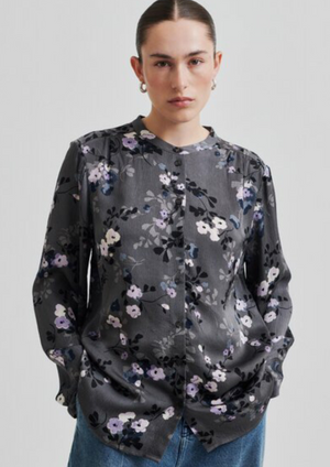 Second Female Florana dark floral print shirt - volcanic ash