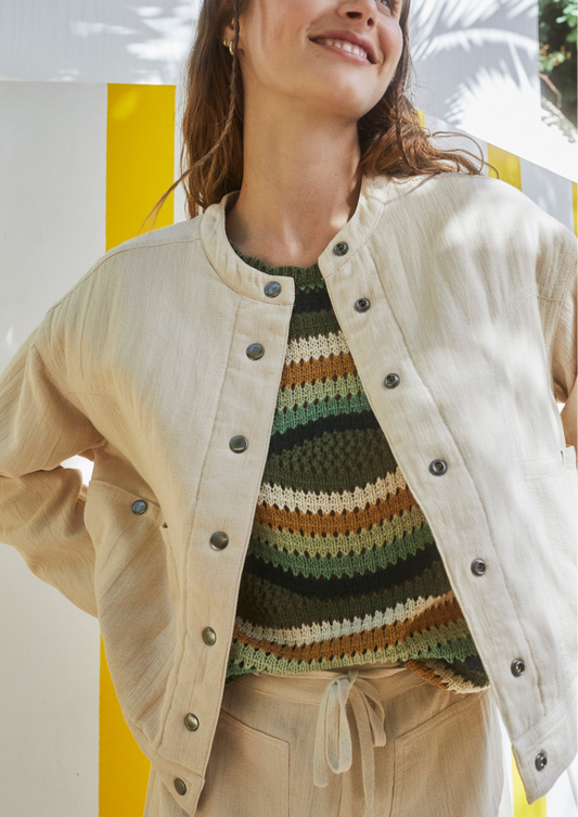 Indi & Cold Panama Crudo Organic Cotton Bomber Jacket