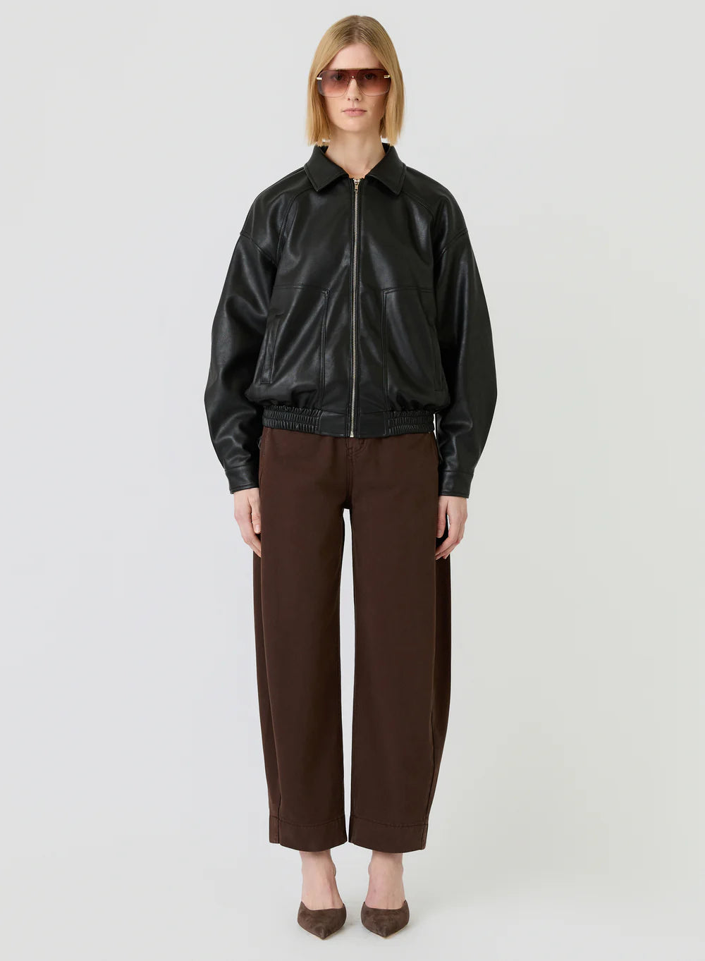 Esmaee Clea Vegan Leather Jacket - Black