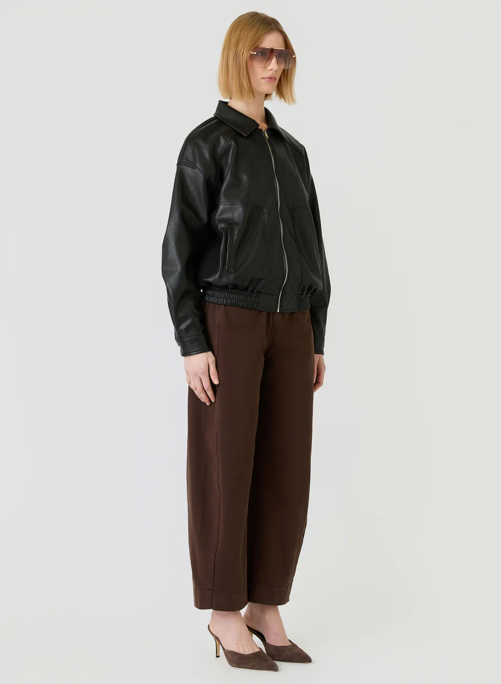 Esmaee Clea Vegan Leather Jacket - Black