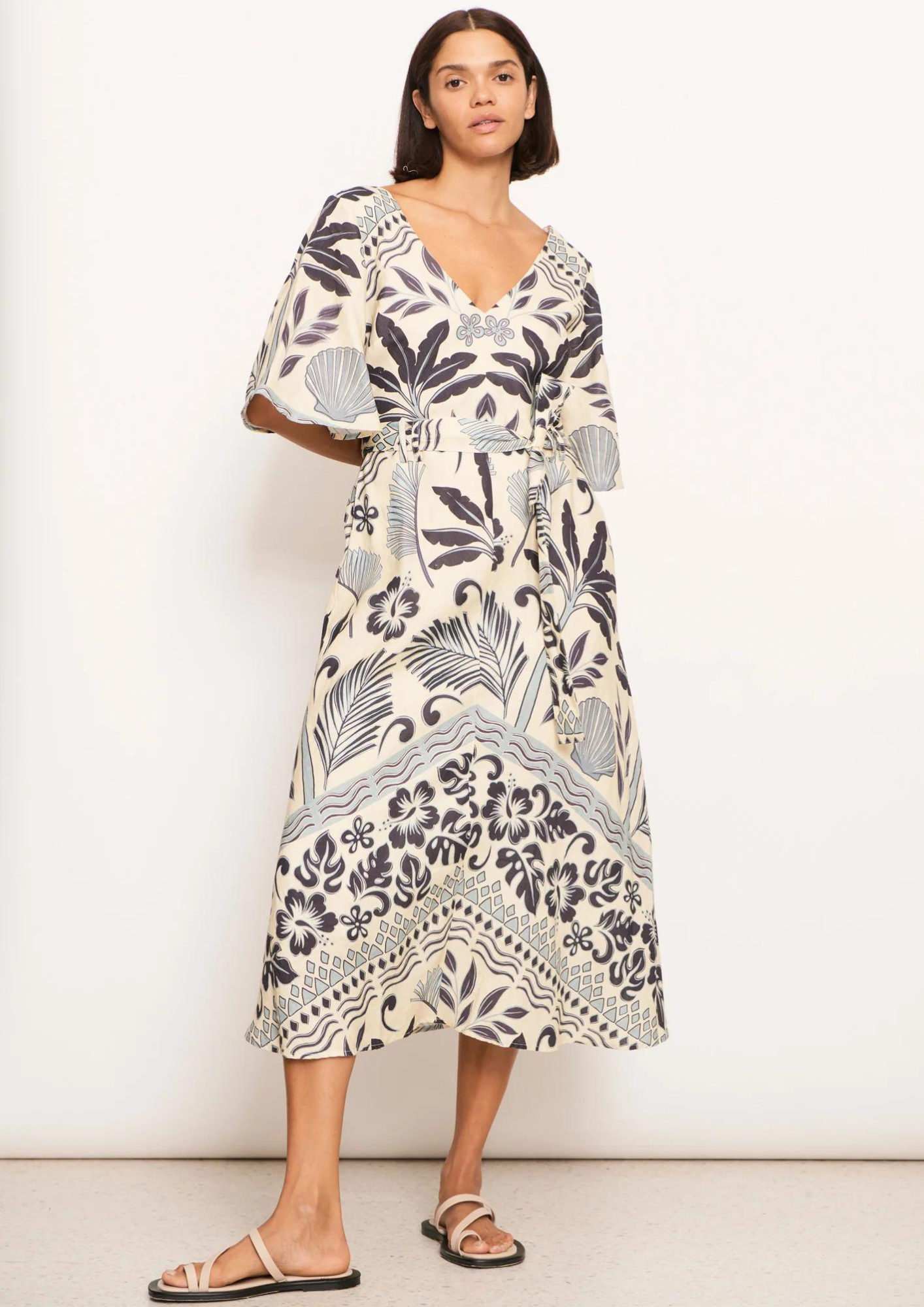 POL - Paradise Palm Print Dress