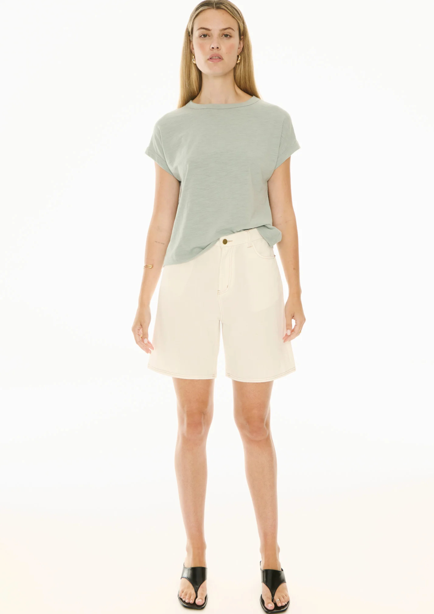 POL Clothing Doyle Denim Short - Ecru