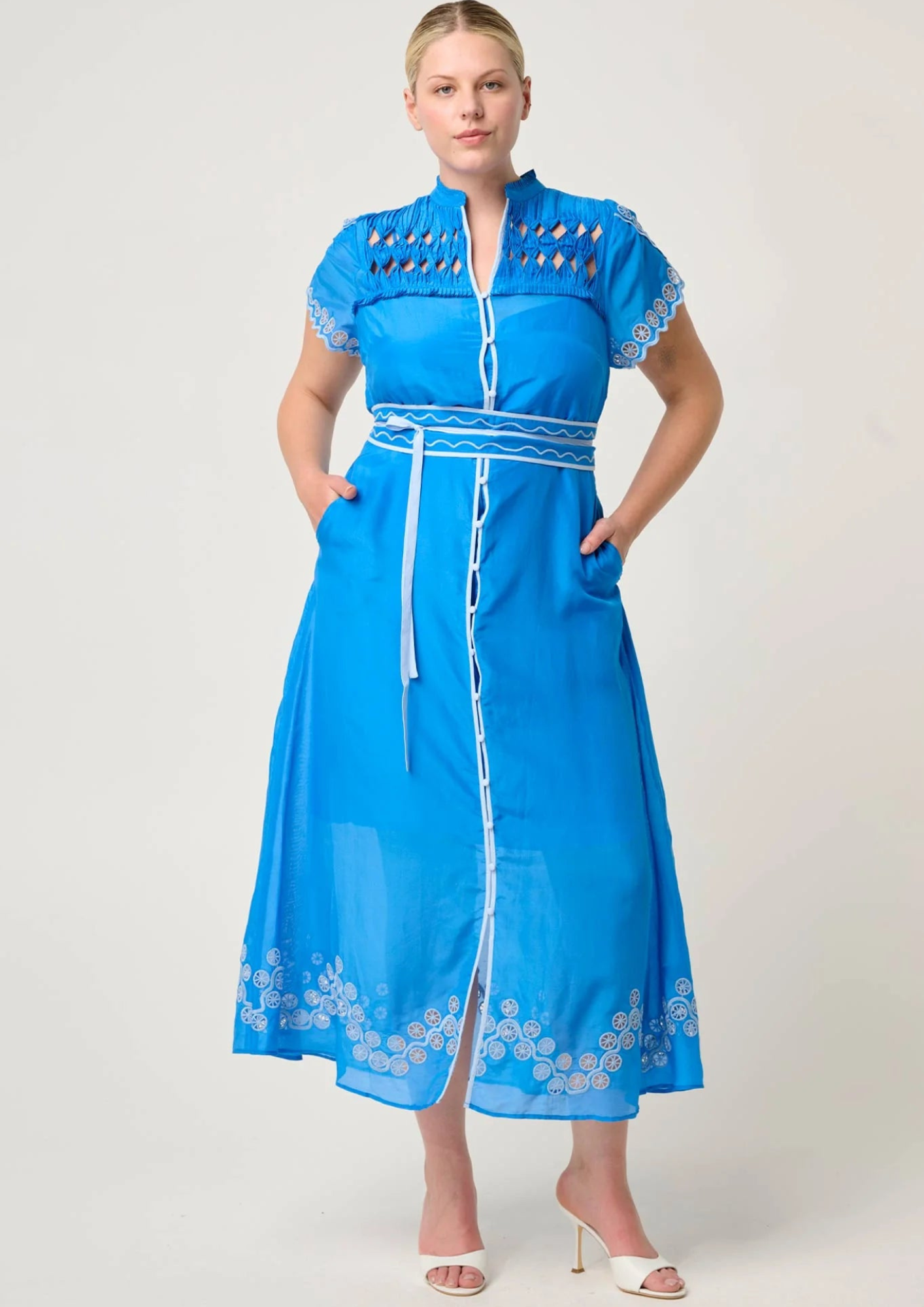 Once Was Xanthia Diamond Smock - Blue Topaz