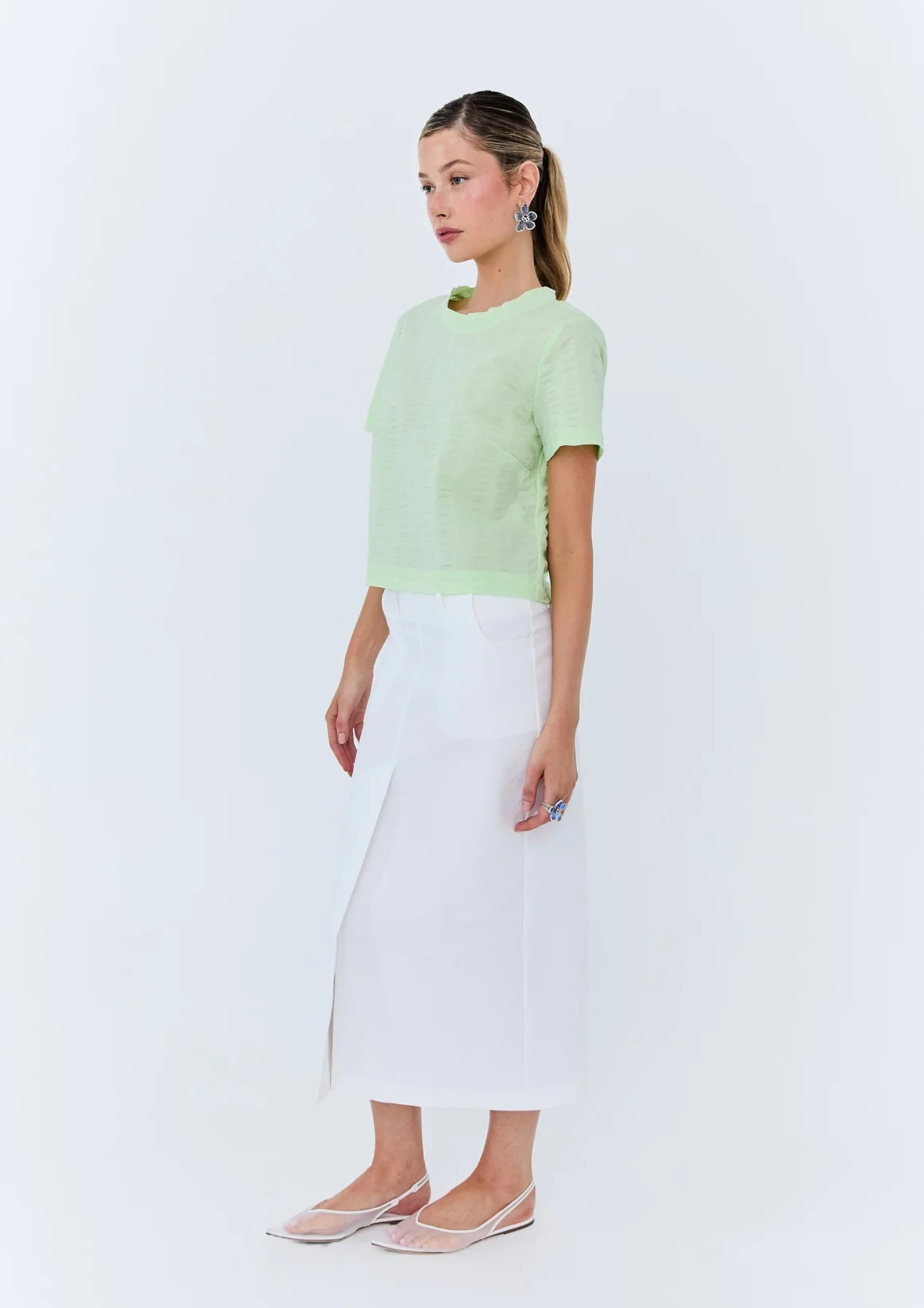 Eder - Gabrielle Tee - Green Seersucker