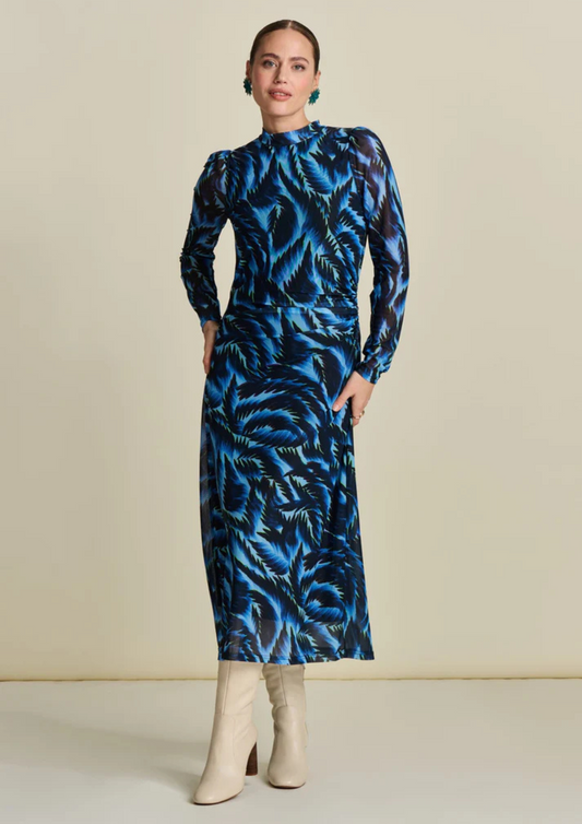 POM Dress - Feathers Blue Mesh