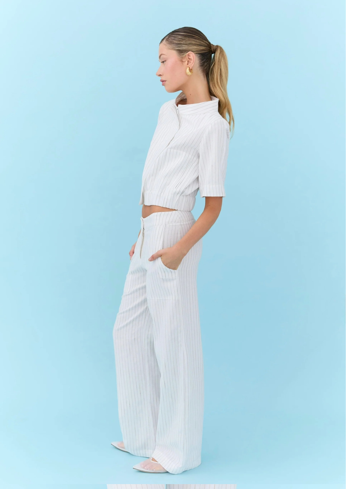 Eder - Marlene Pant - Linen Stripe White/Beige