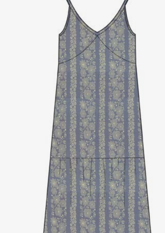 Yerse - Long Viscose Dress - Blue Flowers