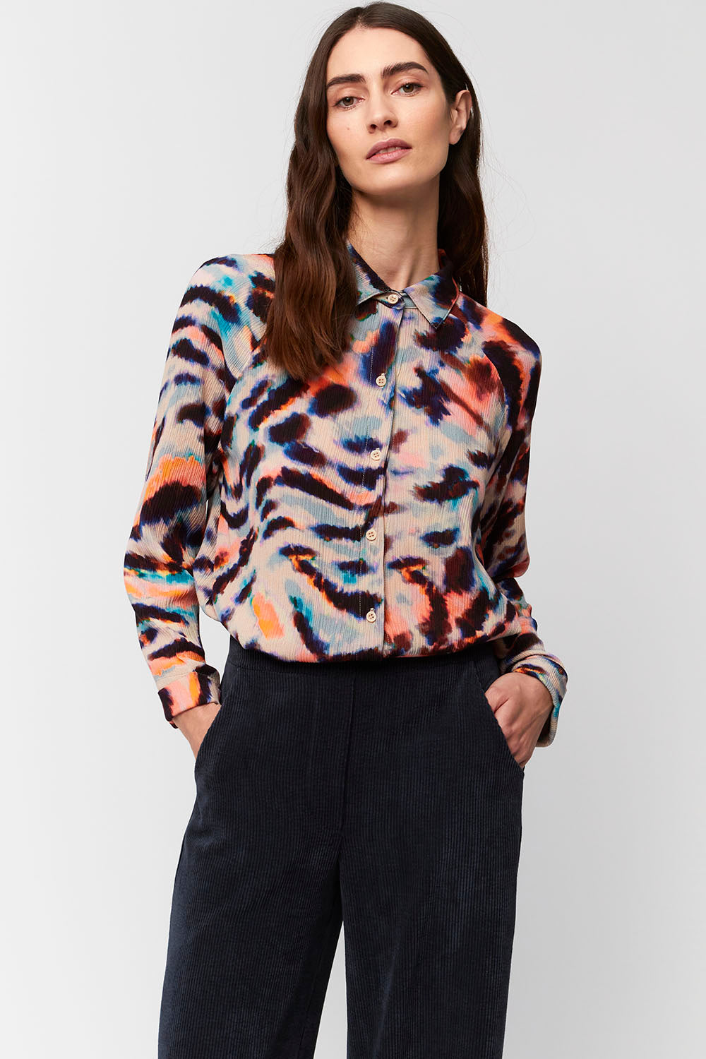 Aldo Martins - Chloe Button Front Blouse in Zebra Multi