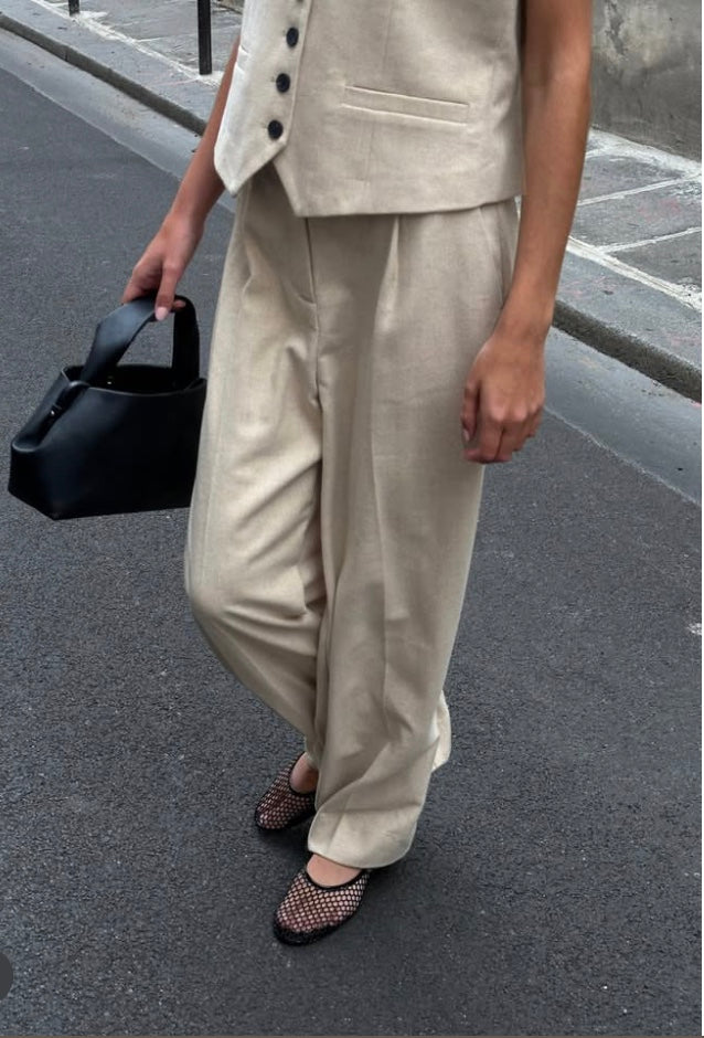 Second Female - Linoraw Linen Pant Vintage Khaki