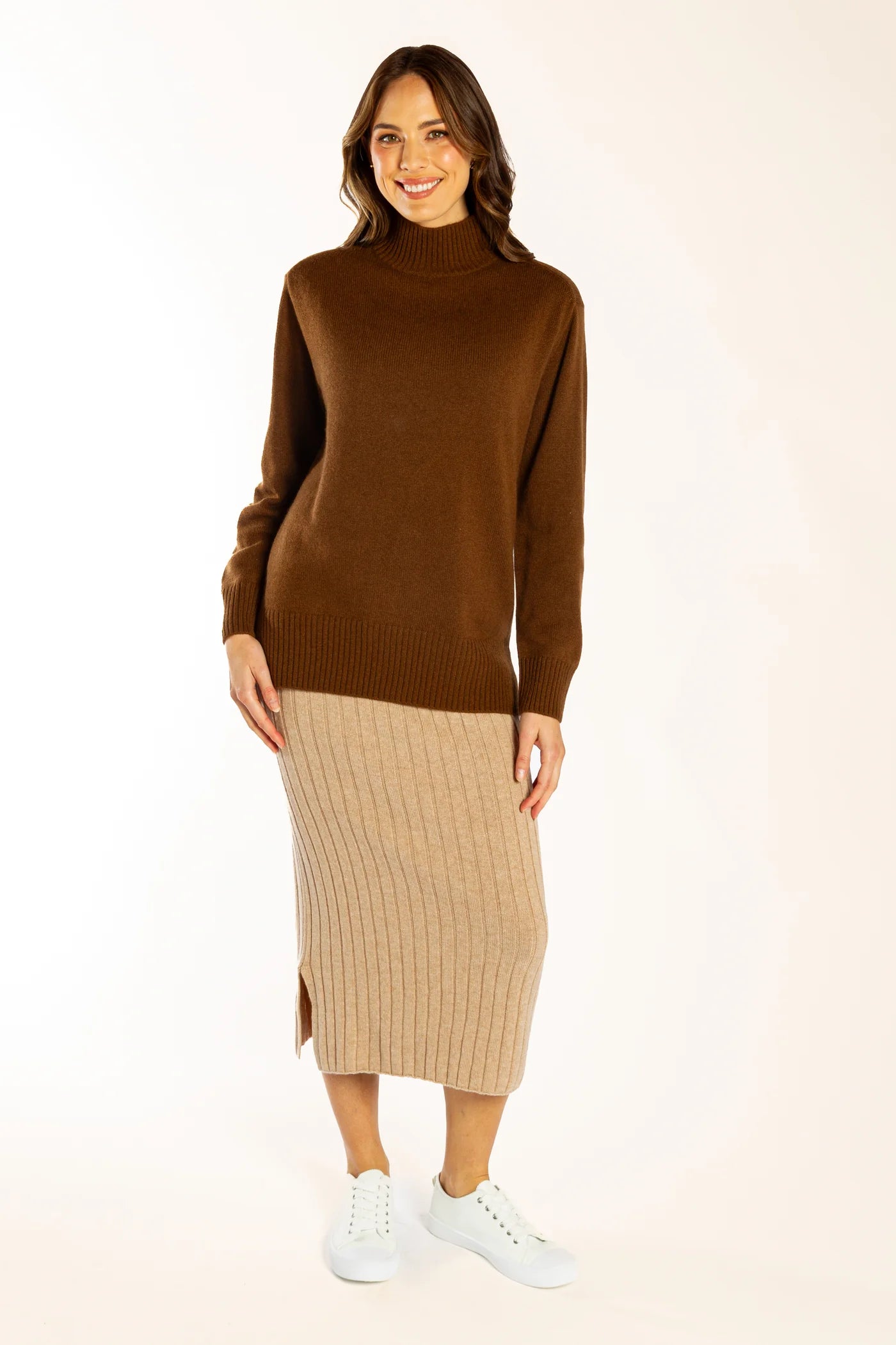 Bow & Arrow Polo Neck Knit - Chocolate