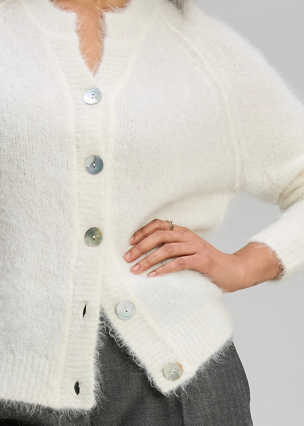 Zaket & Plover ZP8109 Alpaca Cardigan - White
