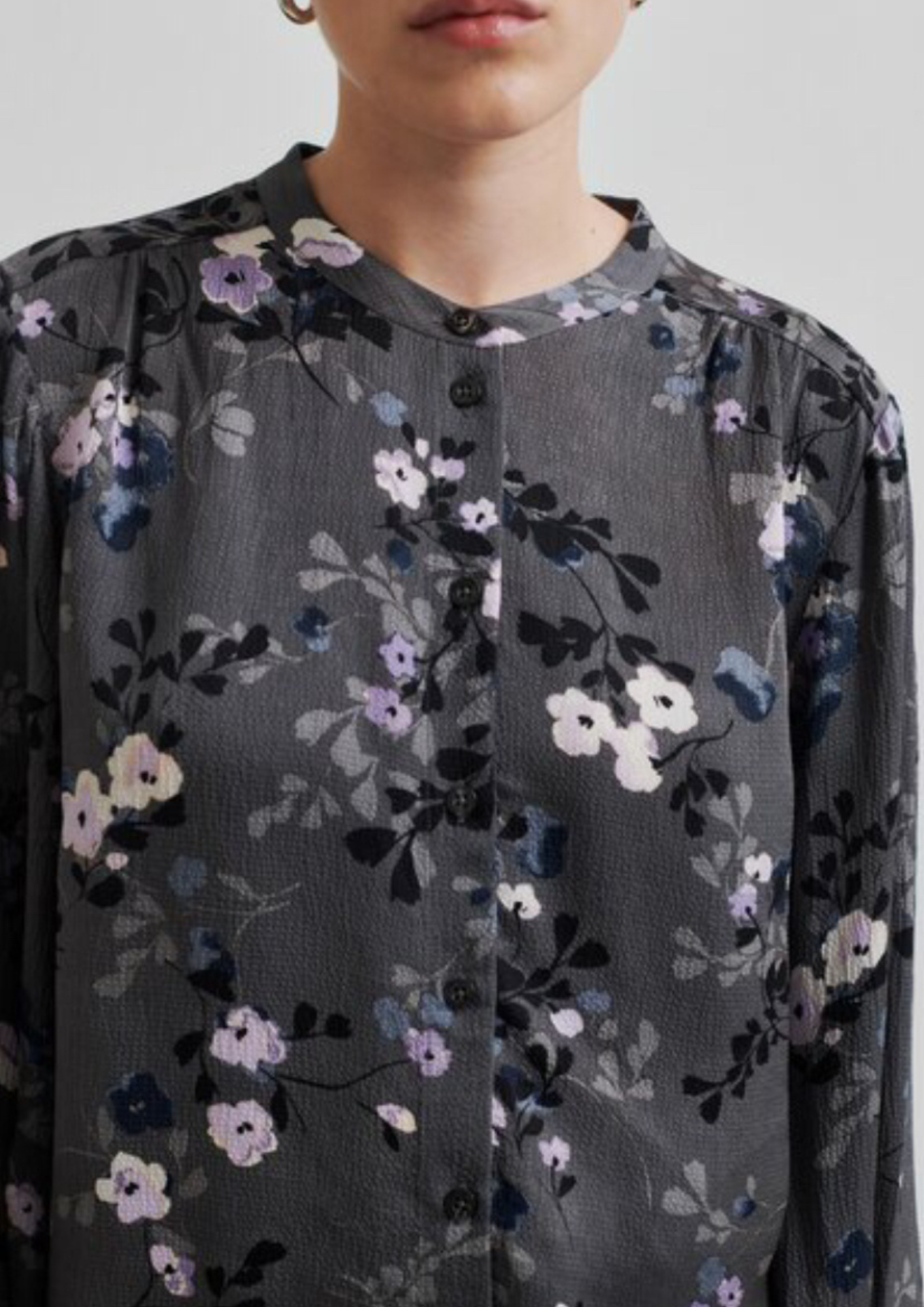 Second Female Florana dark floral print shirt - volcanic ash