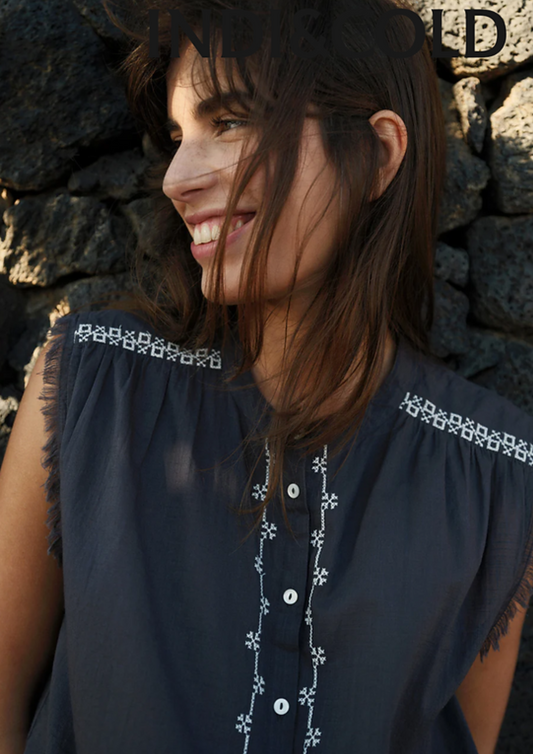 Indi & Cold BK246 Shirt With Embroidery in carbon