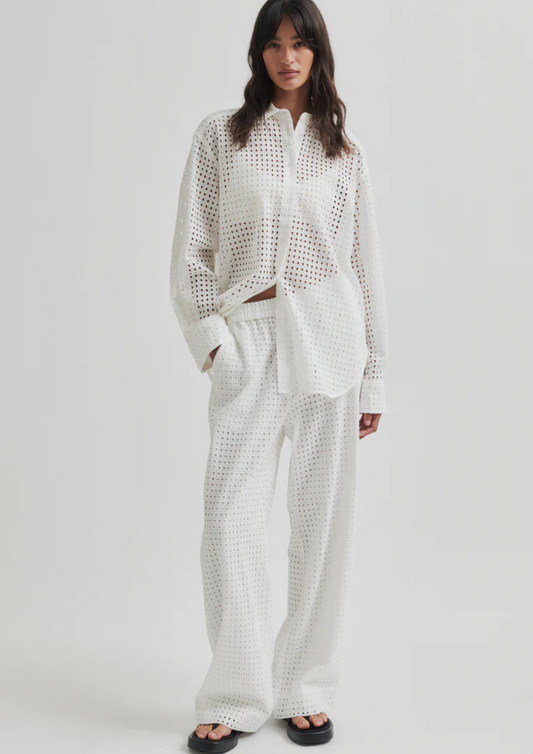 Second Female Villa Check Pant - White