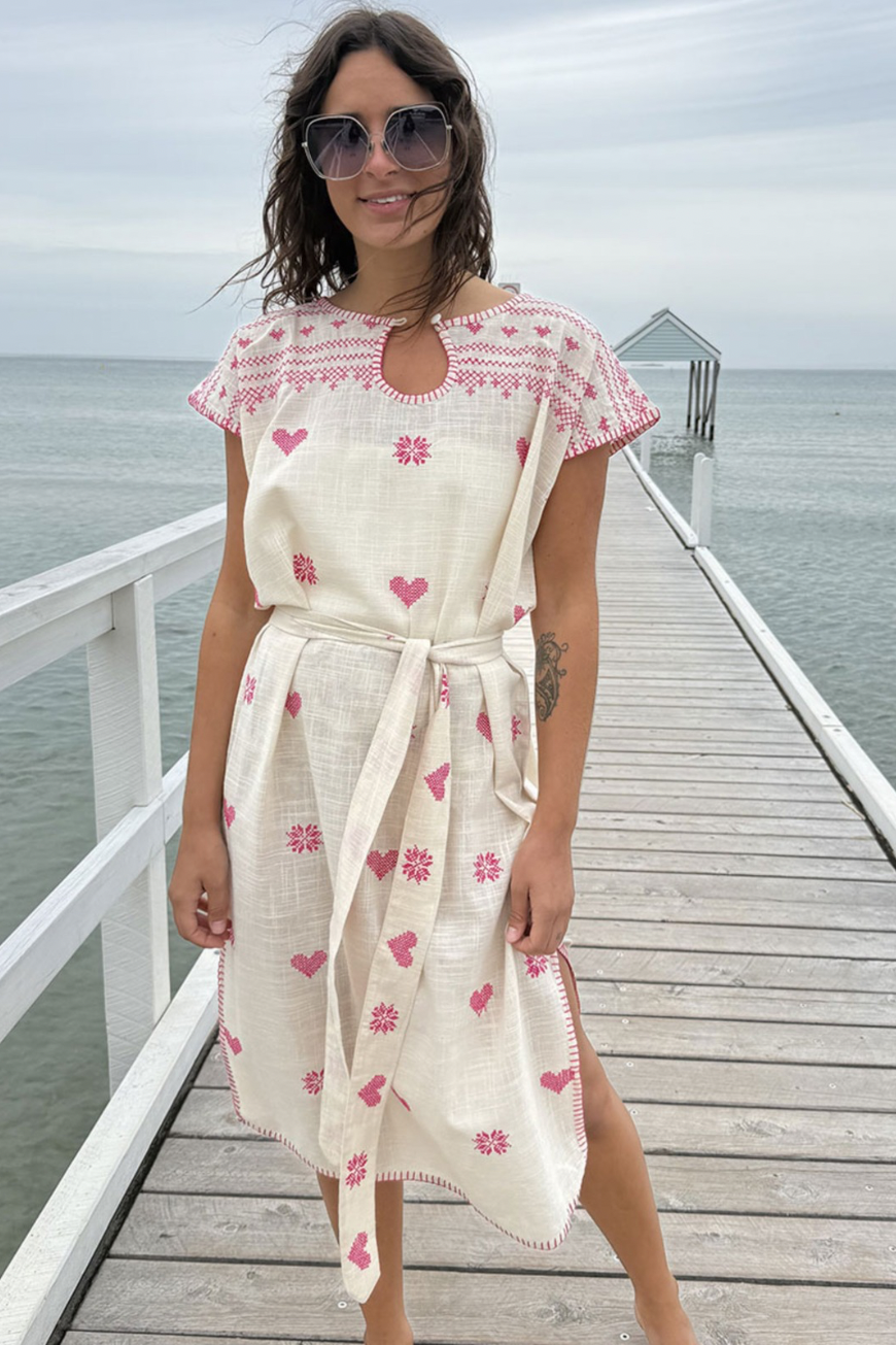 Sophie Moran - Kaftan Dress - Beige/Pink