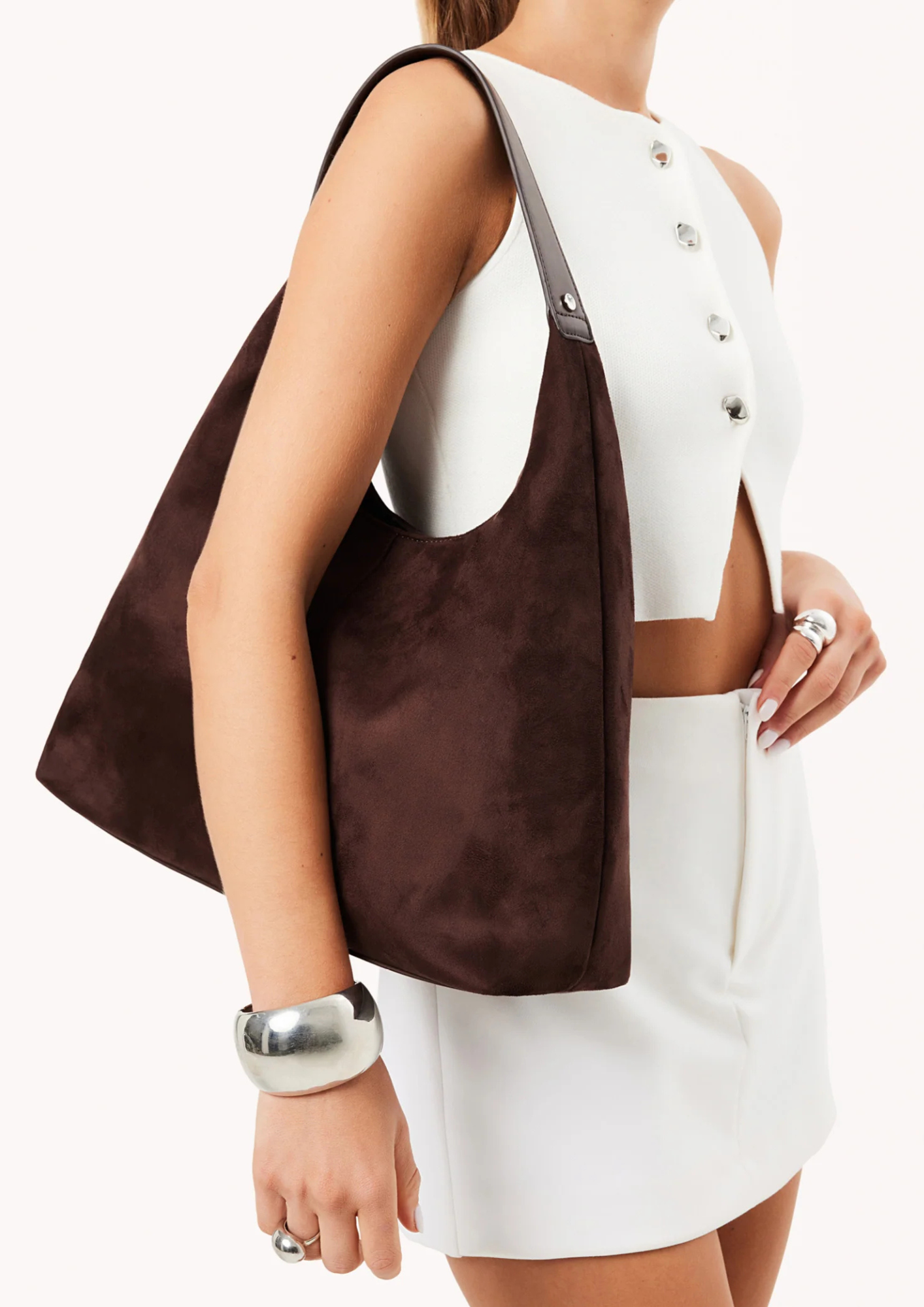 Billini Chocolate Suede Tammy Shoulder Bag