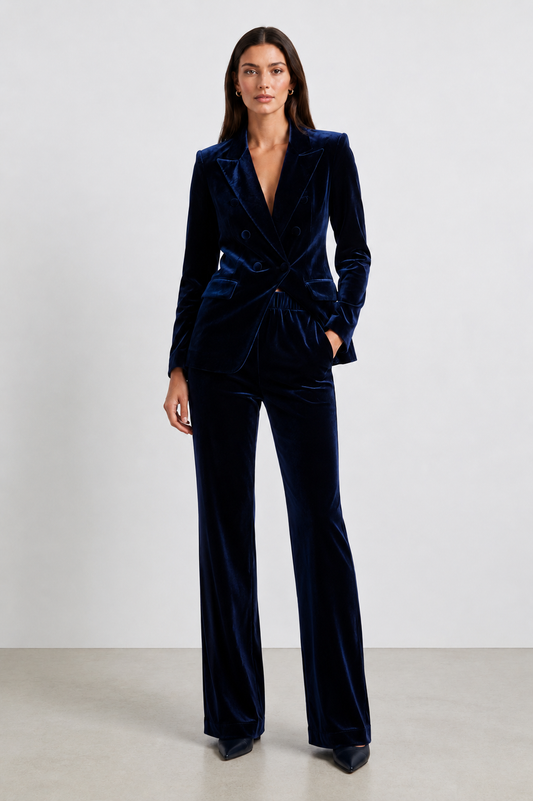 Sophie Moran Velvet Blazer - Navy