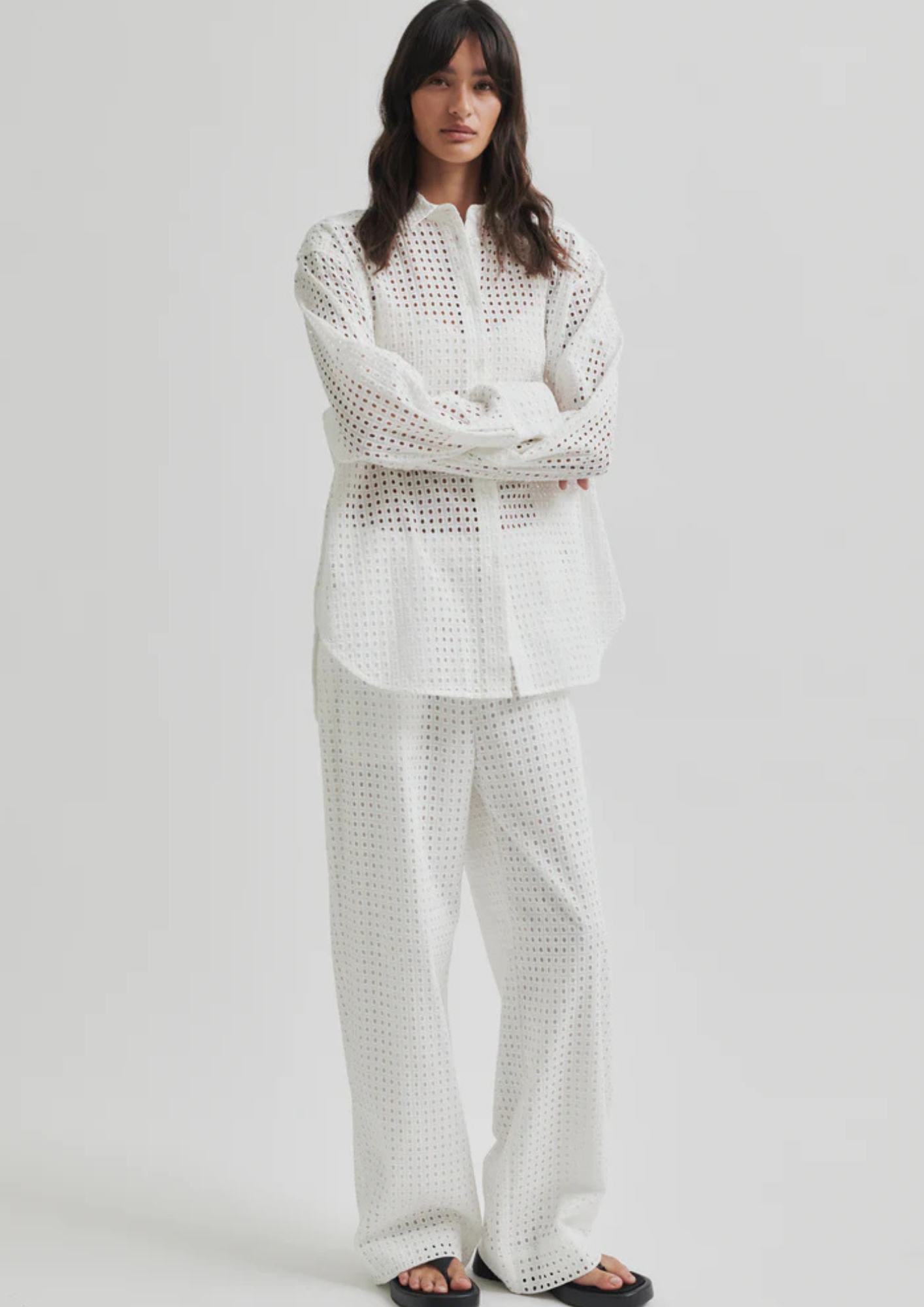 Second Female Villa Check Pant - White