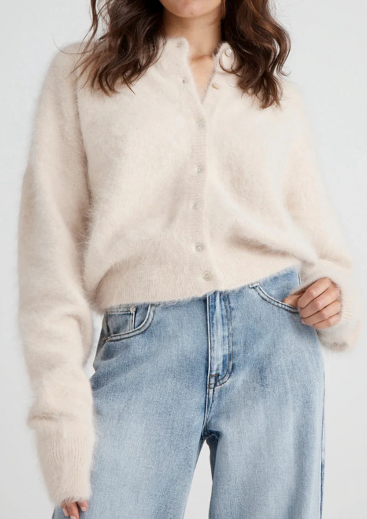 World Of Nomads Frankie Cashmere Crew Neck Cardigan Oatmeal