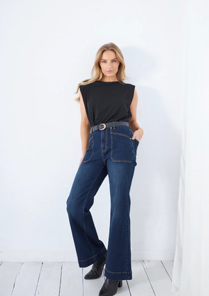 Saint Rose Jayne Wide Leg Jean Dark Indigo