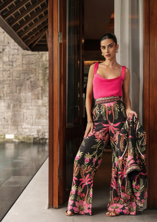 Once Was Delray Reversible Cupro Cami in Celosia Pink