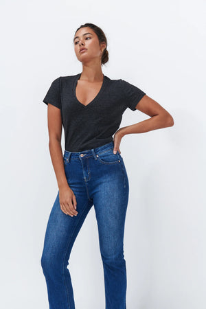 Kireina - High Rise Kick Flare Leg Jean Vacay KAW23704