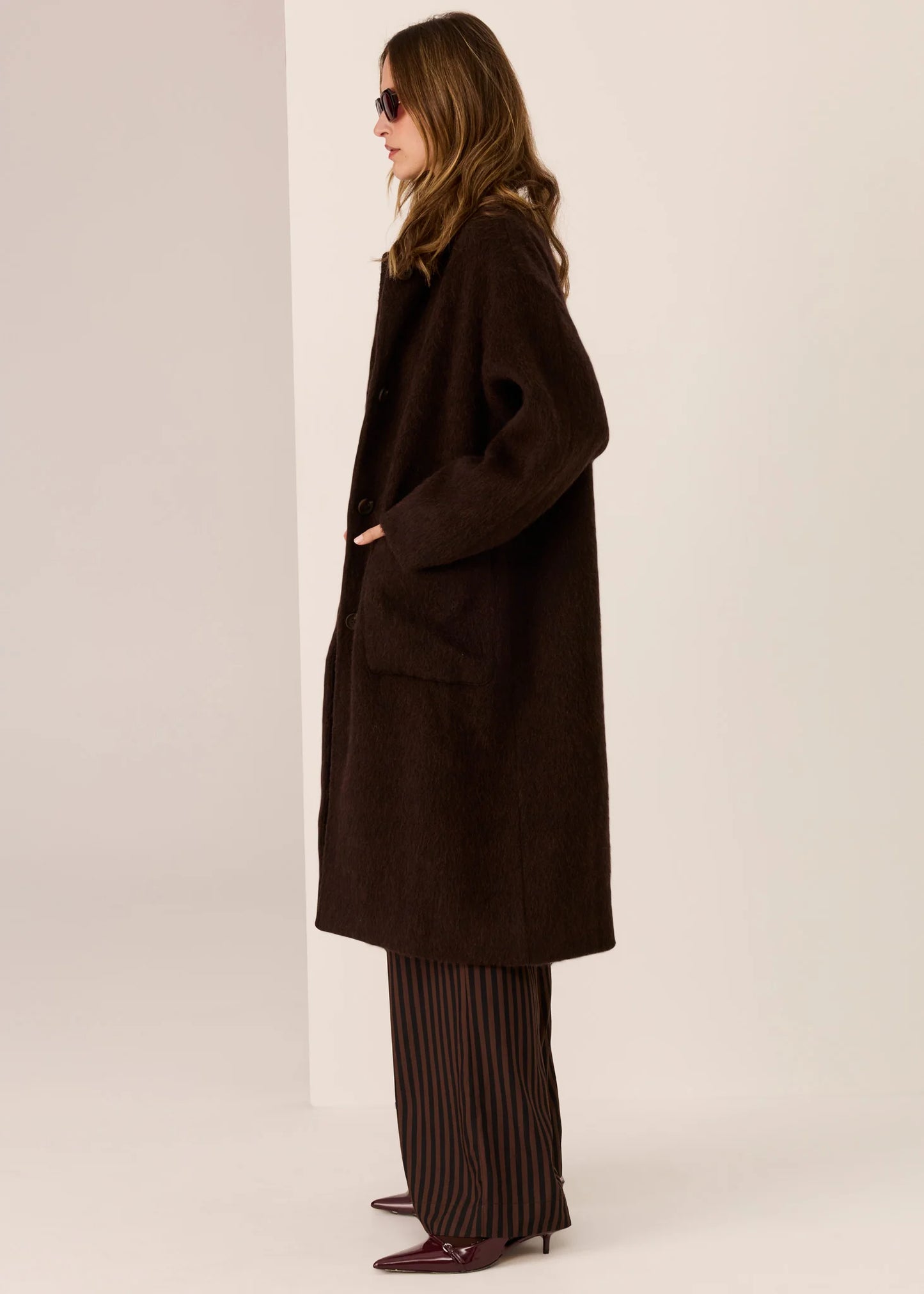 POL Mirren Long Coat - Cola