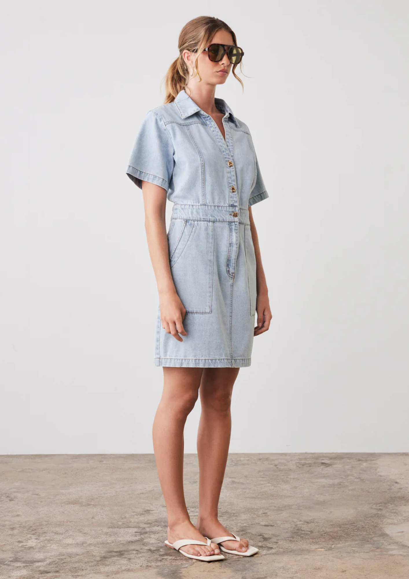 Esmaee Riptide Denim Dress - Light Blue Denim