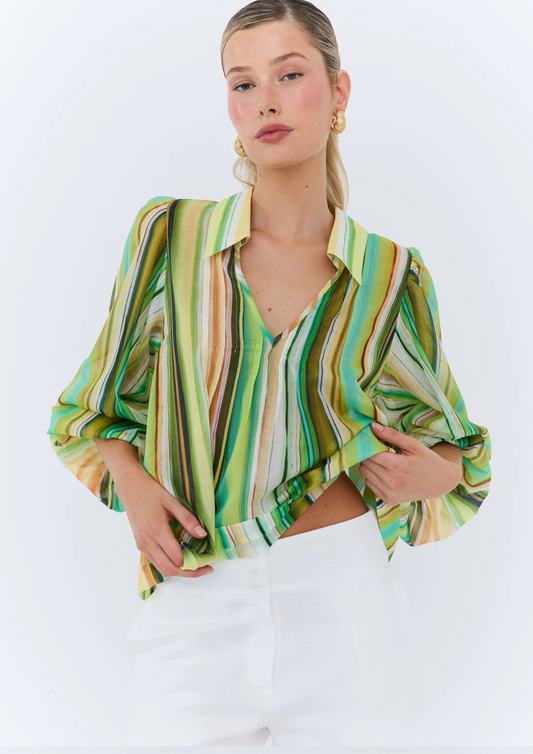 Eder - Jolie Blouse - Green Resort Stripe