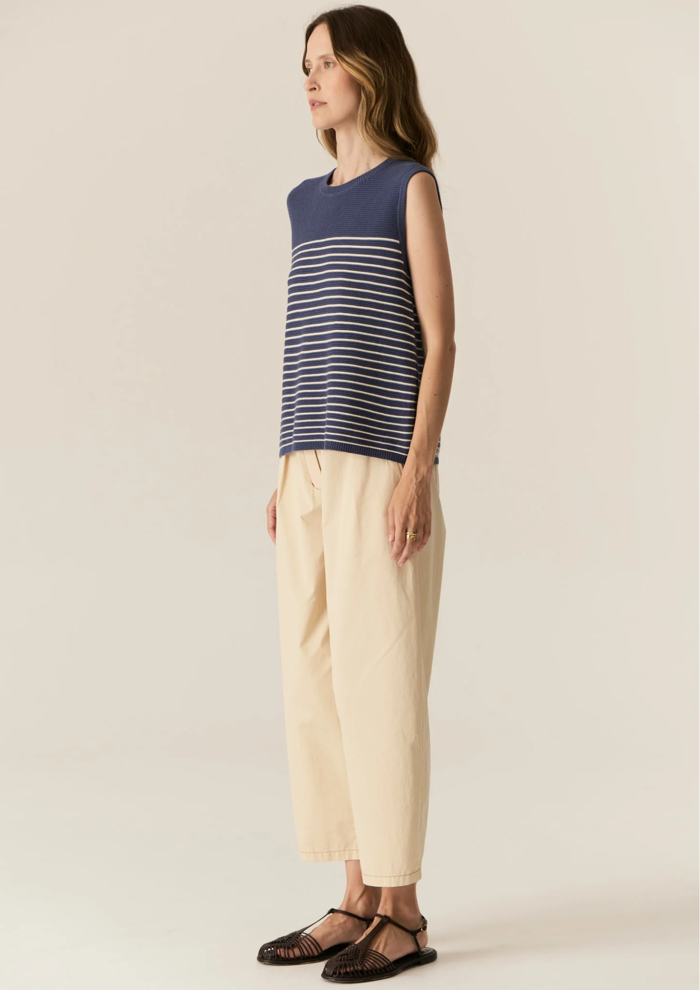 POL Jules Tank - Blue/Ivory