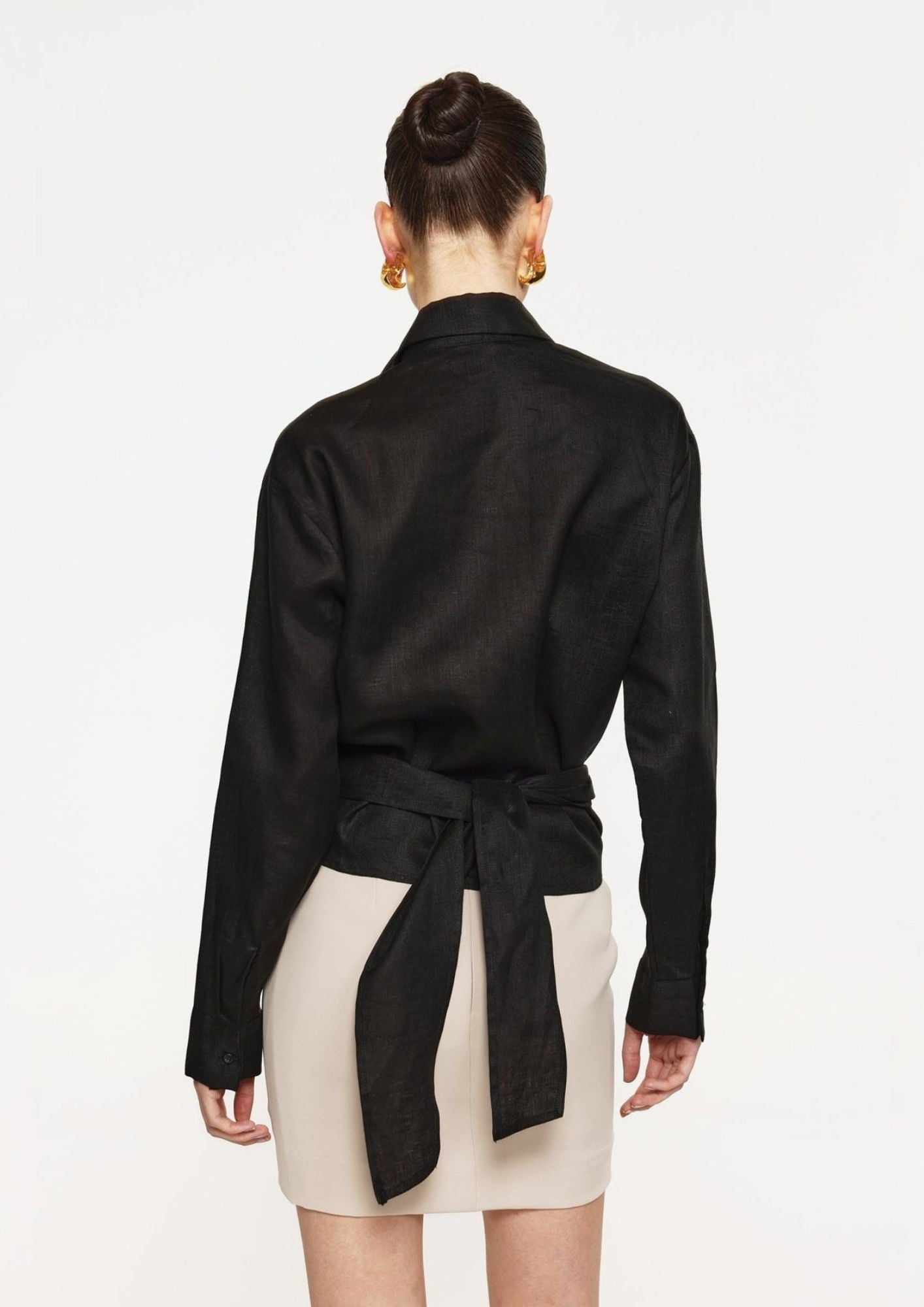 Effie Kats Linen Wrap Shirt Black