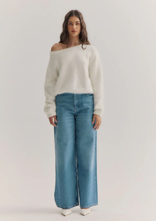 World Of Nomads - Stella Cashmere Boat Neck Knit Snow