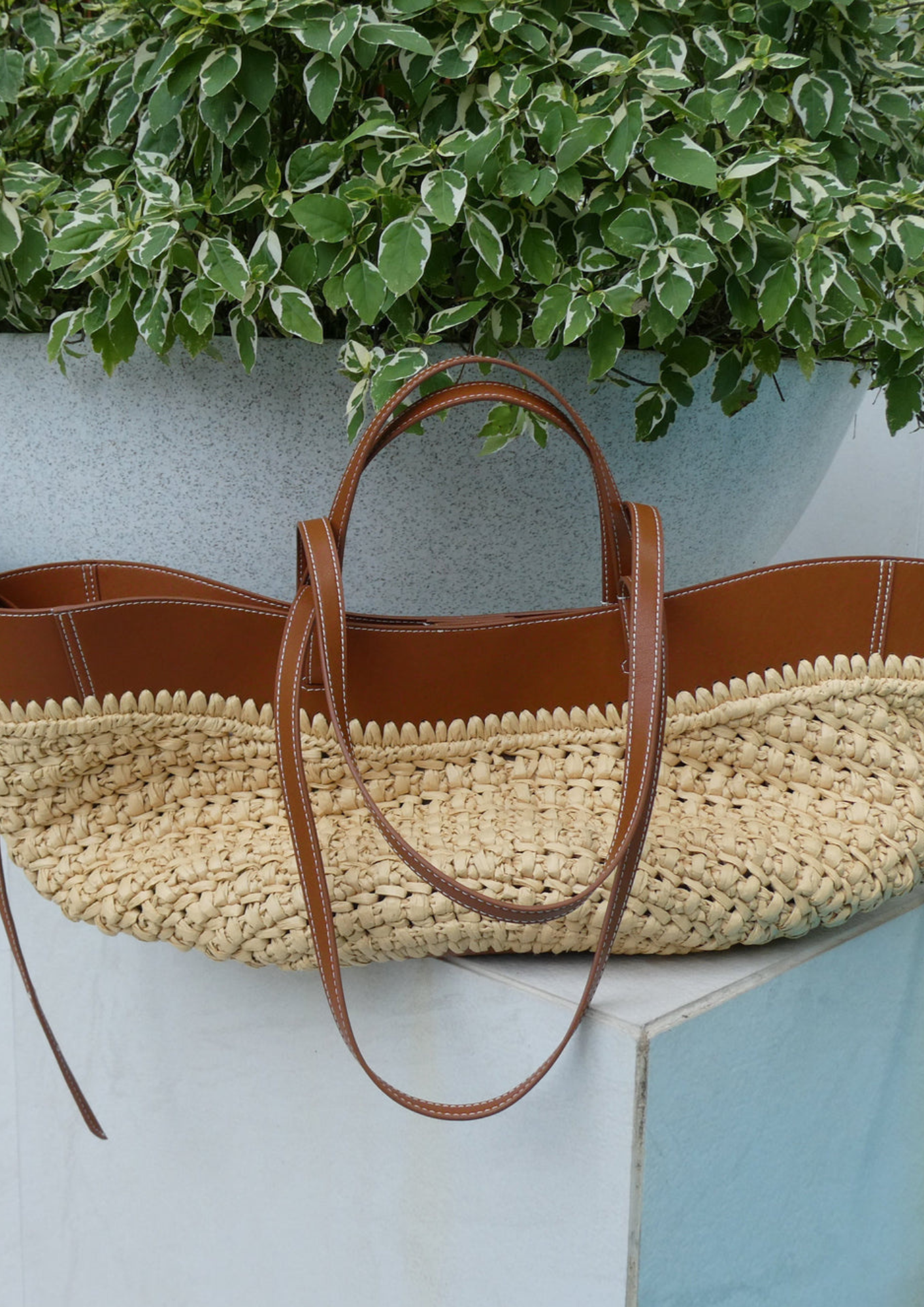 L’ora d’oro JENNY Raffia & Tan Tote Bag