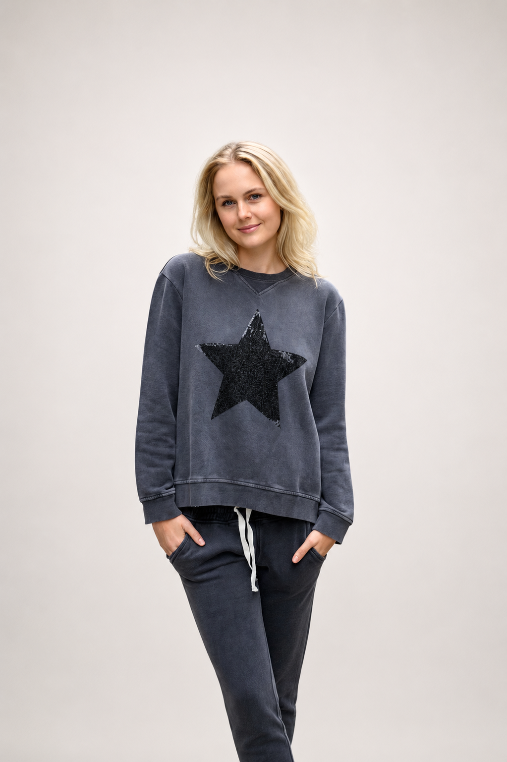 Sophie Moran Sequin Star Sweater Charcoal