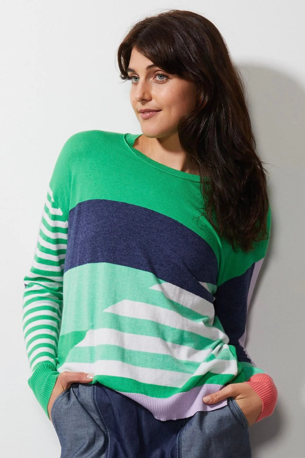 Zaket & Plover Diagonal Stripe Jumper - Frog ZP6615