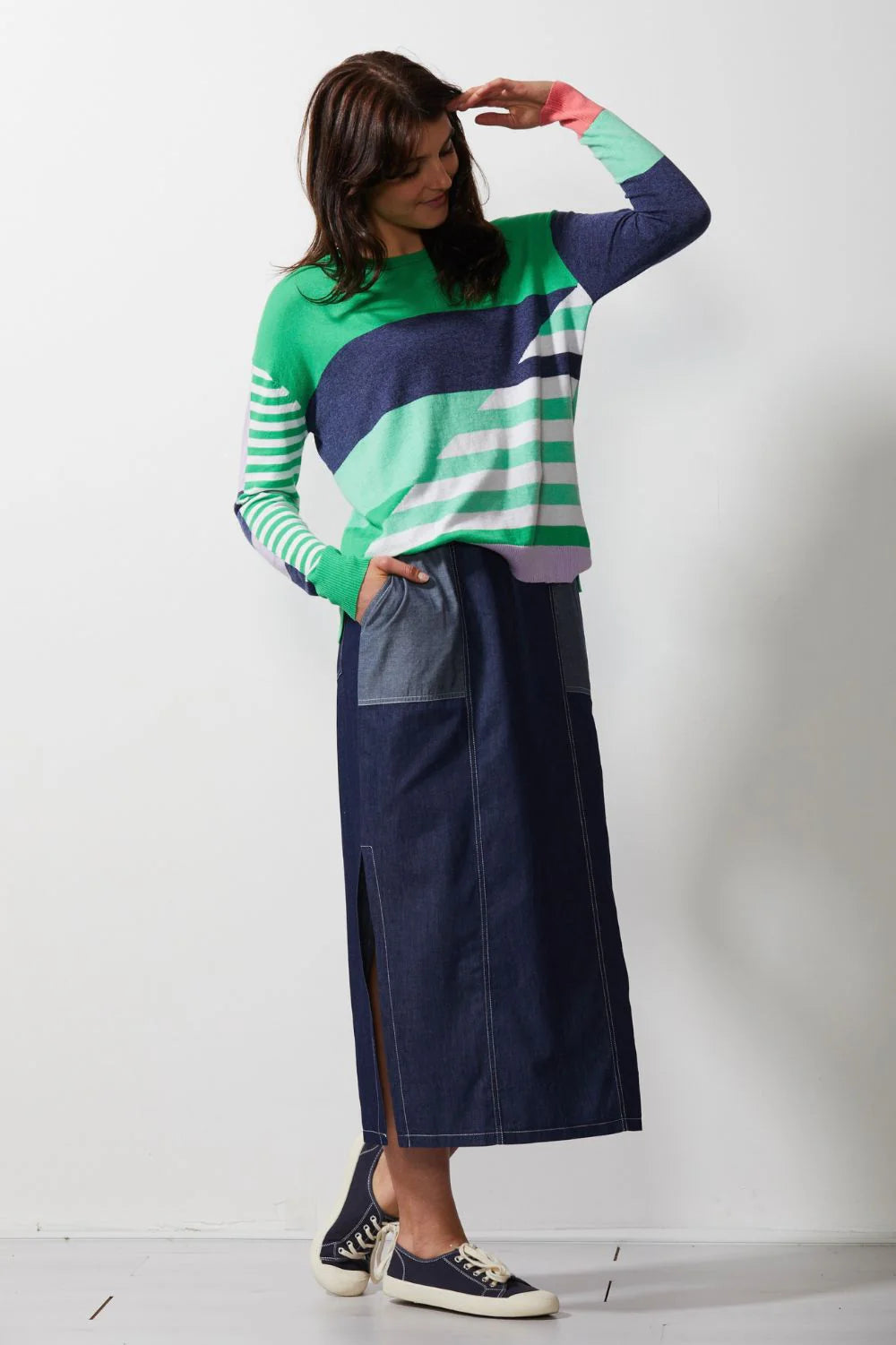 Zaket & Plover Diagonal Stripe Jumper - Frog ZP6615